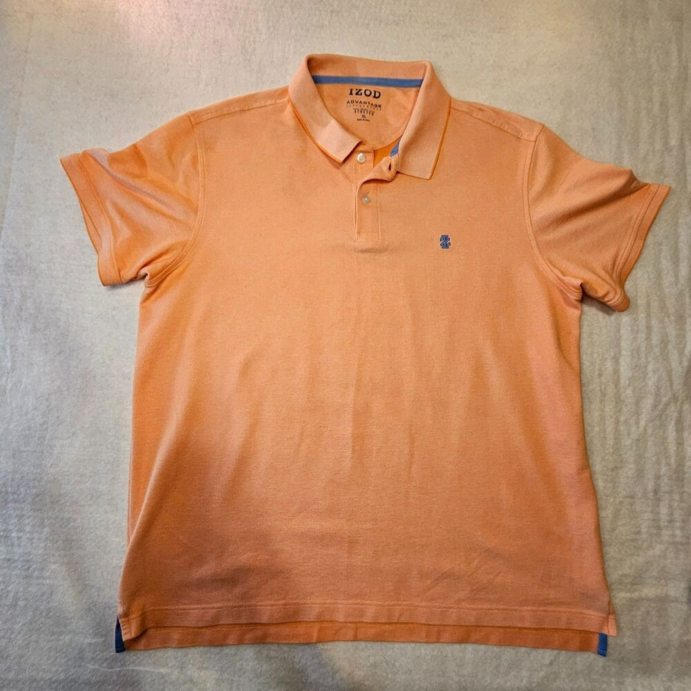 IZOD Advantage Performance  Polo Shirt Men's XL Orange Natural Stretch Classic